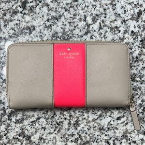 Kate Spade Taupe and Red Wallet